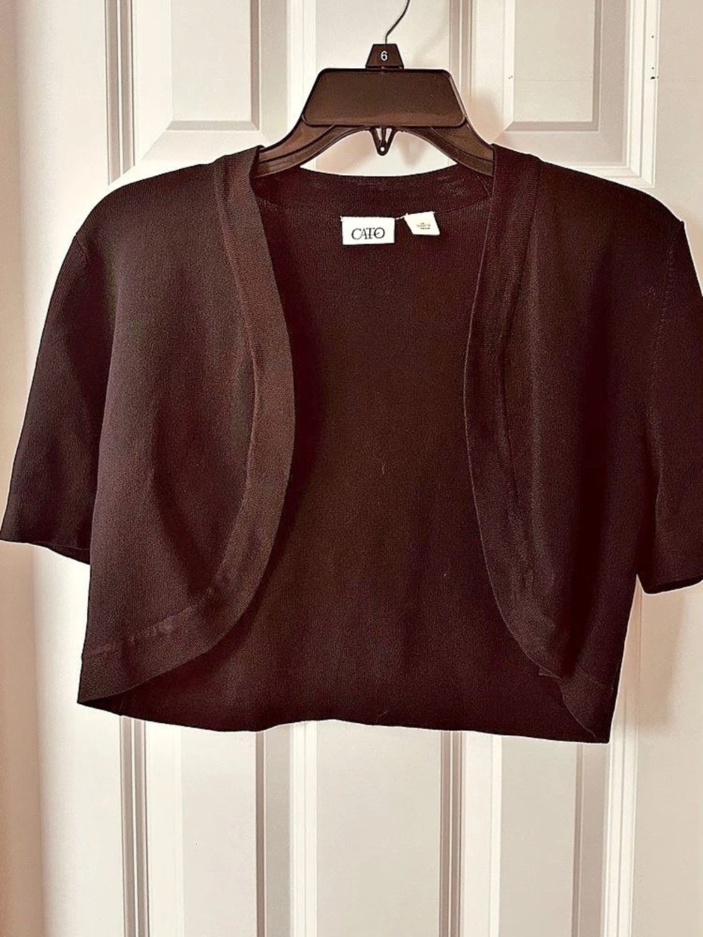 Cato Cropped Short Sleeve Cropped Shrug ; Black Like New